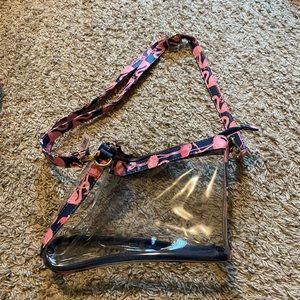Clear bag with flamingo straps